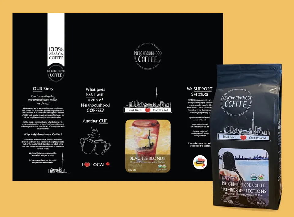 Neighbourhood Coffee packaging and vehicle wrap